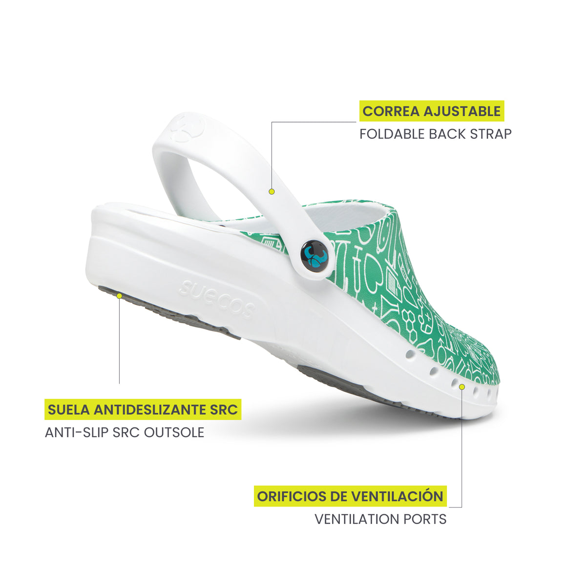 Zuecos Oden+ Print Verde