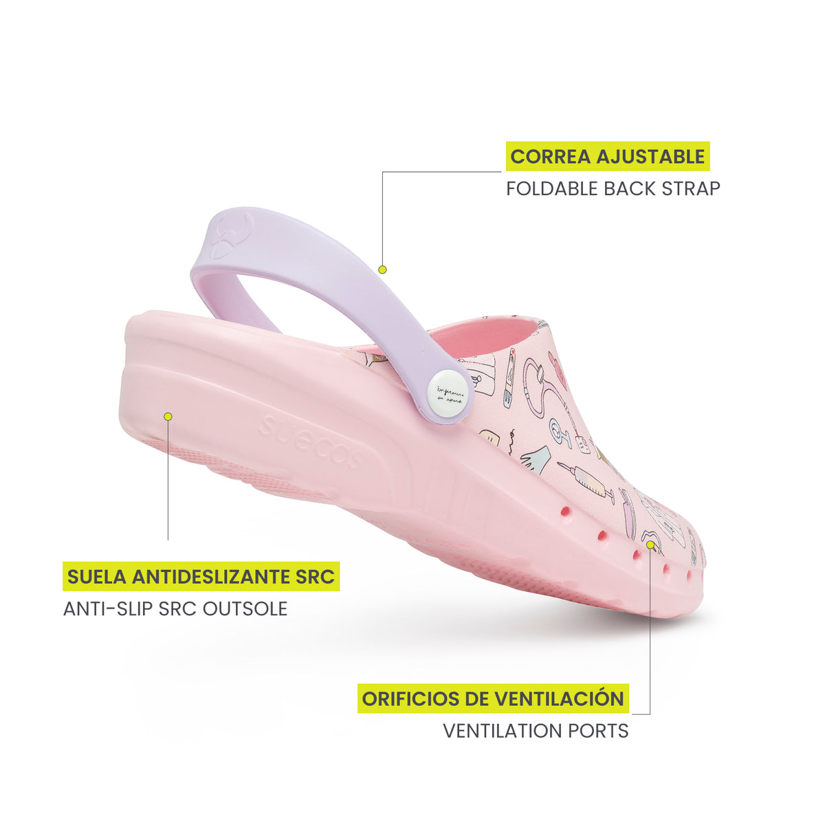 Zuecos Oden+ Enfermera en Apuros Rosa